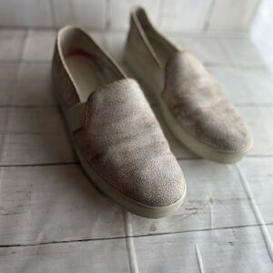 Vince Blair Cracked Leather Platform Sneaker off white Size 8